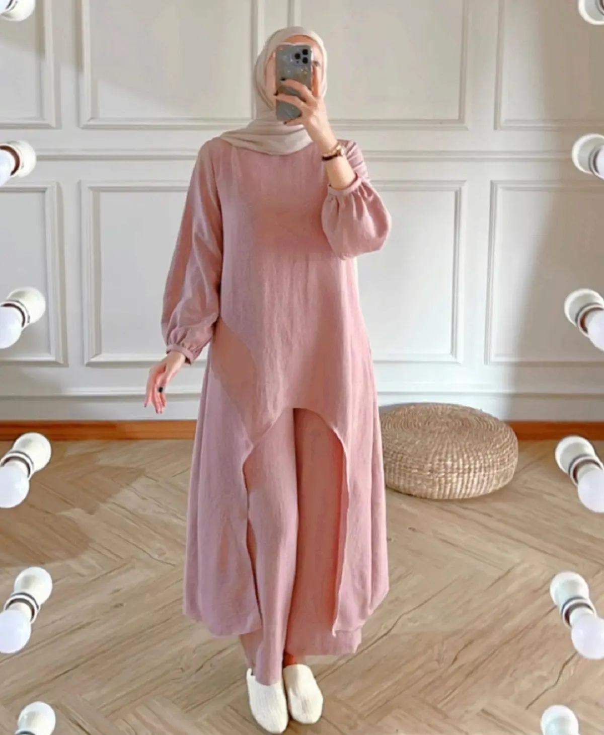 MADHARSHOP Aila Set Setelan Wanita Daily 2in1 Oneset Tunik + Kulot Crinkle Polos Muslim Baju Atasan Celana Dewasa Remaja   Airflow Panjang