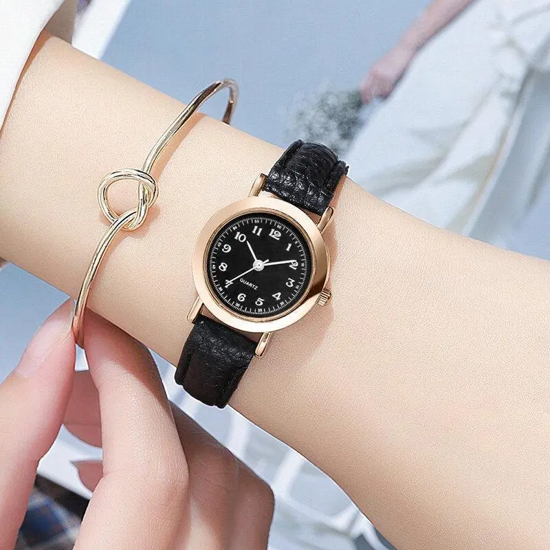 Đồng Hồ Thạch Anh Nữ, Mặt Tròn Nhỏ Phong Cách Cổ Điển Dây Da Thường Ngày