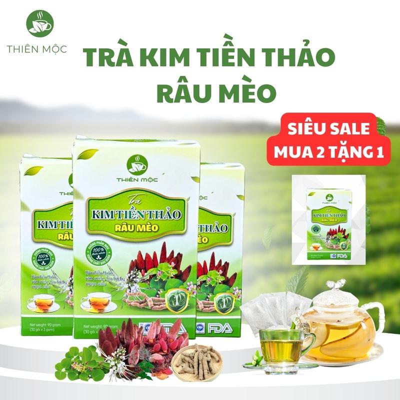 ( Mua 2 hộp tặng 1 hộp )Trà An Thận - Trà Thiên Mộc (90 túi lọc siêu tiết kiệm )Thành Phần: Kim Tiền Thảo, Râu Mèo, Quả Chuối Hột, Kế Đầu Ngựa, Ba Kích, Nấm Ngọc Cẩu, Cỏ Ngọt.s2