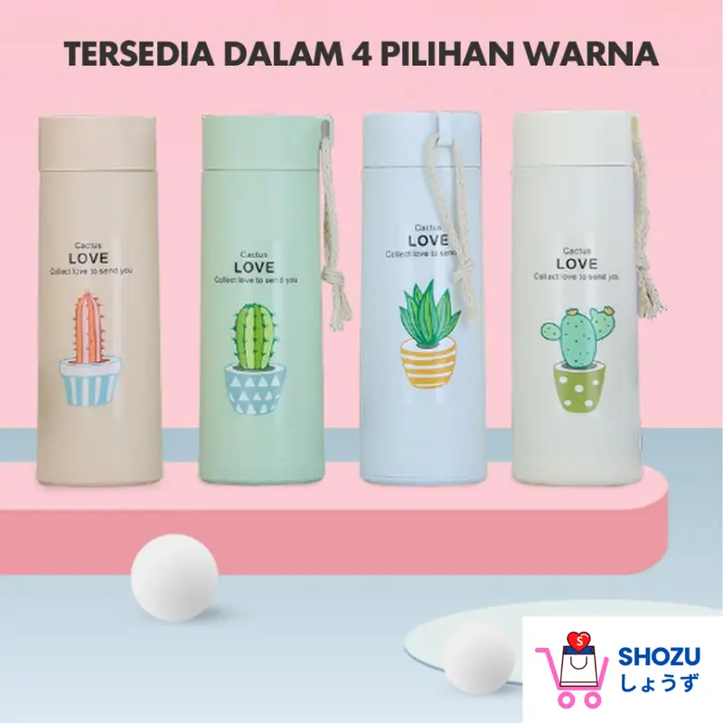 Botol Minum Kaca 450ml Cute Plant Botol Termos TEBAL KUAT TAHAN PANAS DINGIN Botol Minum Anak Sekolah BPA FREE Botol Tumblr+ Handle 1