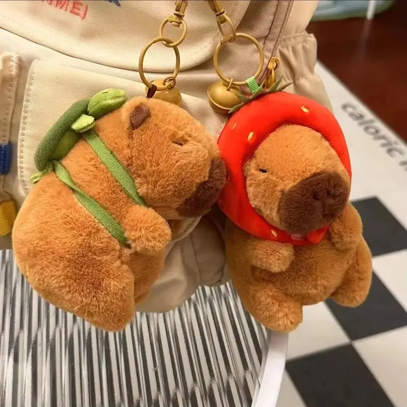 Cartoon Capybara Pendant Plush Toy  Hanging Ornaments Cute Kapilchain Doll Kids Backpack Birthday Gift Fluffty capybara  plush