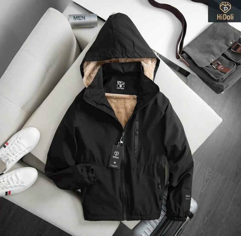 Áo Khoác Gió nam nữ Lót Lông Cừu 3 khoá - 2 lớp dày dặn. In ngực che khoá Menswear Jacket- Chống nước, chống gió, giữ ấm cơ thể 4