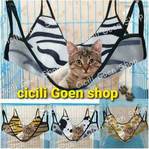 Ayunan motif loreng totol cat hammock tempat tidur gantung kandang hewan pet cage.