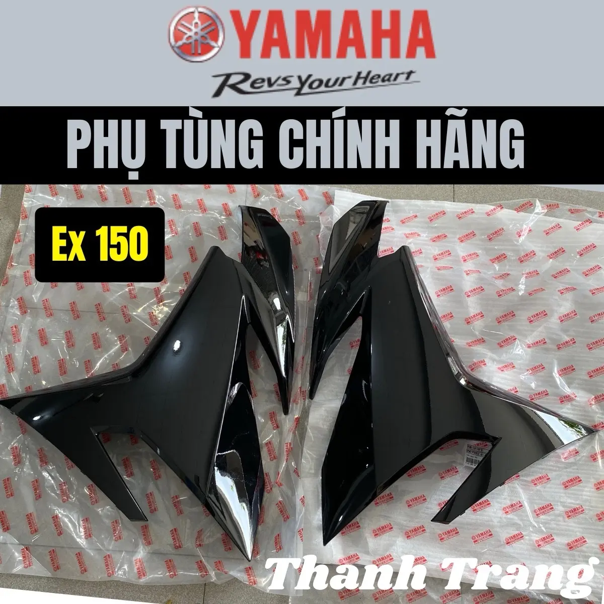 Cánh bửng, cánh yếm ngoài, yếm sườn Exciter 150 đen bóng [CHÍNH HÃNG YAMAHA]