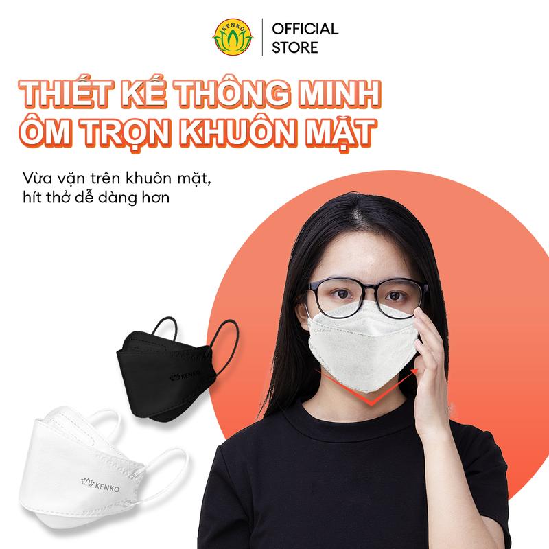 Product Introduction of Khẩu Trang KF94 Chống Nắng Chống Tia UV Lọc Bụi Mịn 4 Lớp KENKO, Khẩu Trang KF94 Đen Trắng Che Nắng Kháng Khuẩn KENKO MASK 30