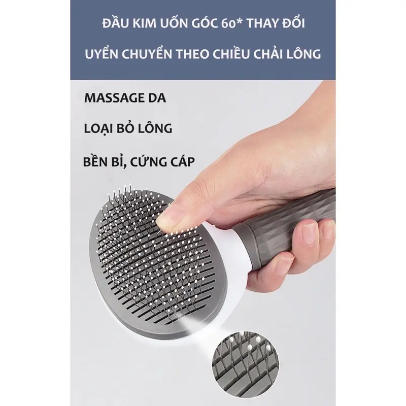 Lược chải lông chó mèo có nút bấm CHÍNH HÃNG CLEAN size to chải lông chó mèo 3