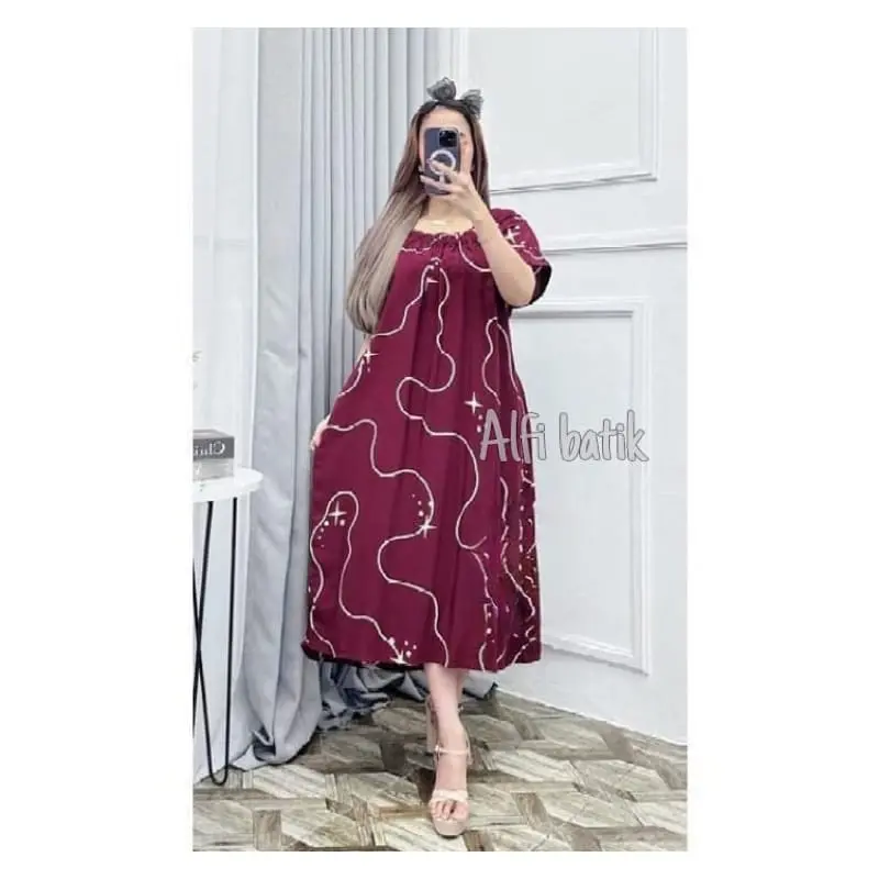 (Grosir Daster) Daster motif Love & motif Bintang ll busui kain rayon grade a terlaris Tebal 8