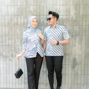 BRAWEE Baju Batik Couple Pria Wanita Atasan Batik Kantor Seragam Pitaloka Pasangan Katun