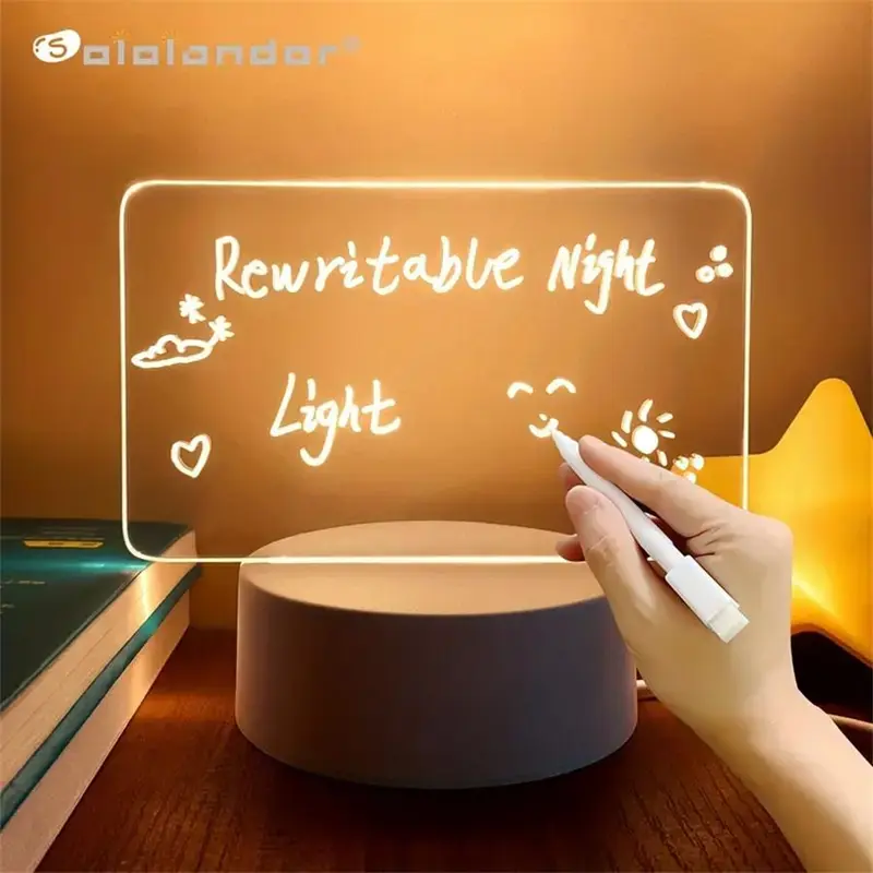 DIY Whiteboard Table Light, Acrylic Writing Board LED Night Light, USB Powered Ambient Light For Bedroom, Living Room, Bedside, Home Decor 2