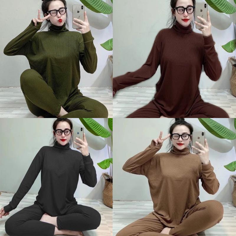 B06 Bộ Ủ Kem Thun Tăm Cổ Lọ In Màu Sắc Nét Áo Quần có Túi