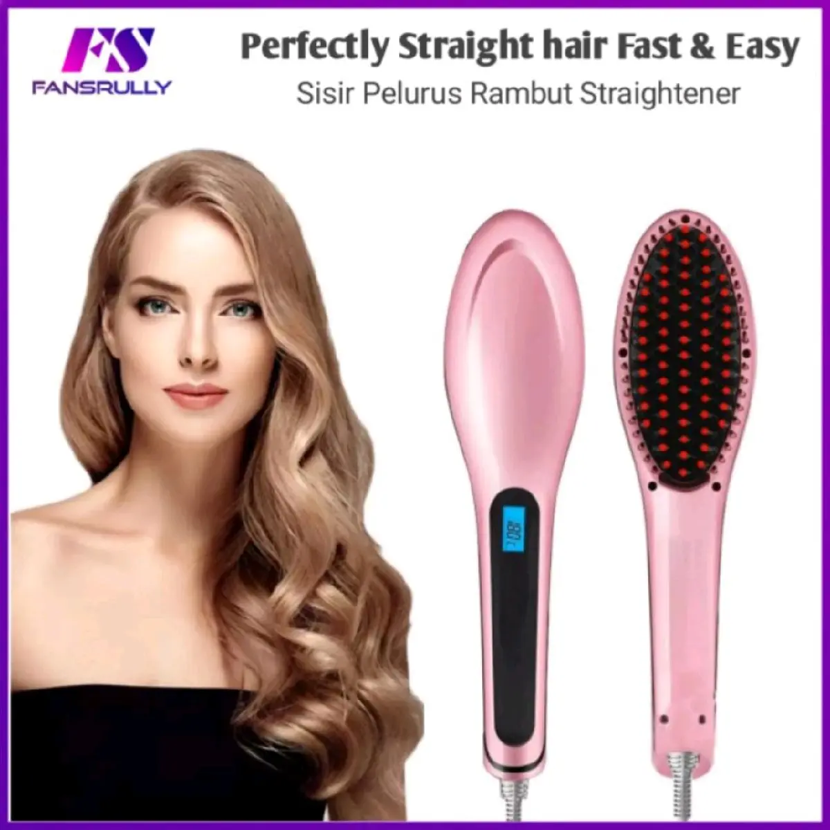 Catok Sisir Pelurus Rambut Hair Straightener Comb Sisir Catokan Elektrik Viral HQT 906 Meluruskan