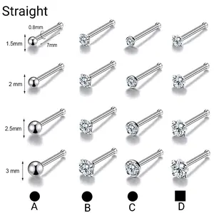 1PCS Anting Hidung  NoseStud Tipe Straight. L.shape. 5,shape Stainless Steel Perempuan Laki-laki