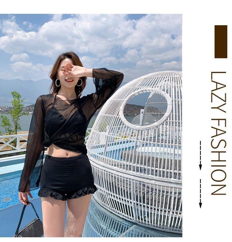Product Introduction of Bộ đồ bơi hai món cho nữ Bộ ba món thời trang đi nghỉ mới mùa hè Bộ đồ bơi mùa xuân nước nóng gợi cảm dài tay ôm sát tôn dáng bảo thủ 3