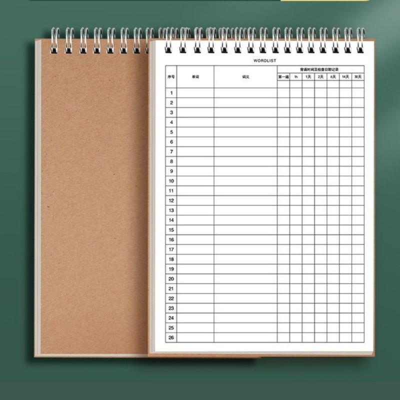 Sổ ghi nhớ lò xo dọc S32 học từ mới ngữ pháp, luyện từ vựng ôn tập ngoại ngữ tiện lợi B5 bìa kraft, thiết kế basic