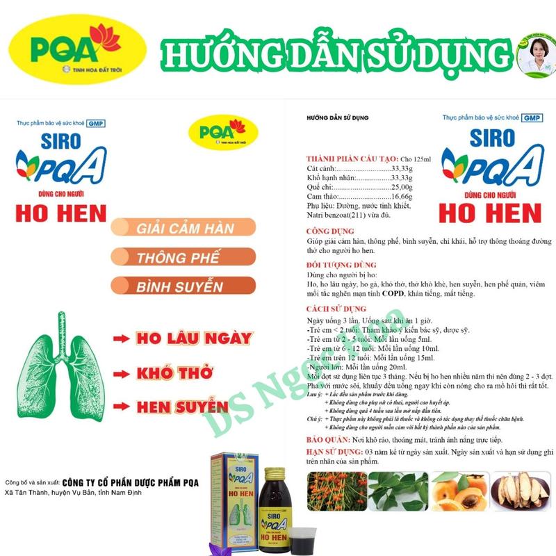 Ho hen PQA hỗ trợ người ho hen, khó thở, hen suyễn, hen phế quản, viêm phổi tắc nghẽn mạn tính COPD. thuốc  ho 2