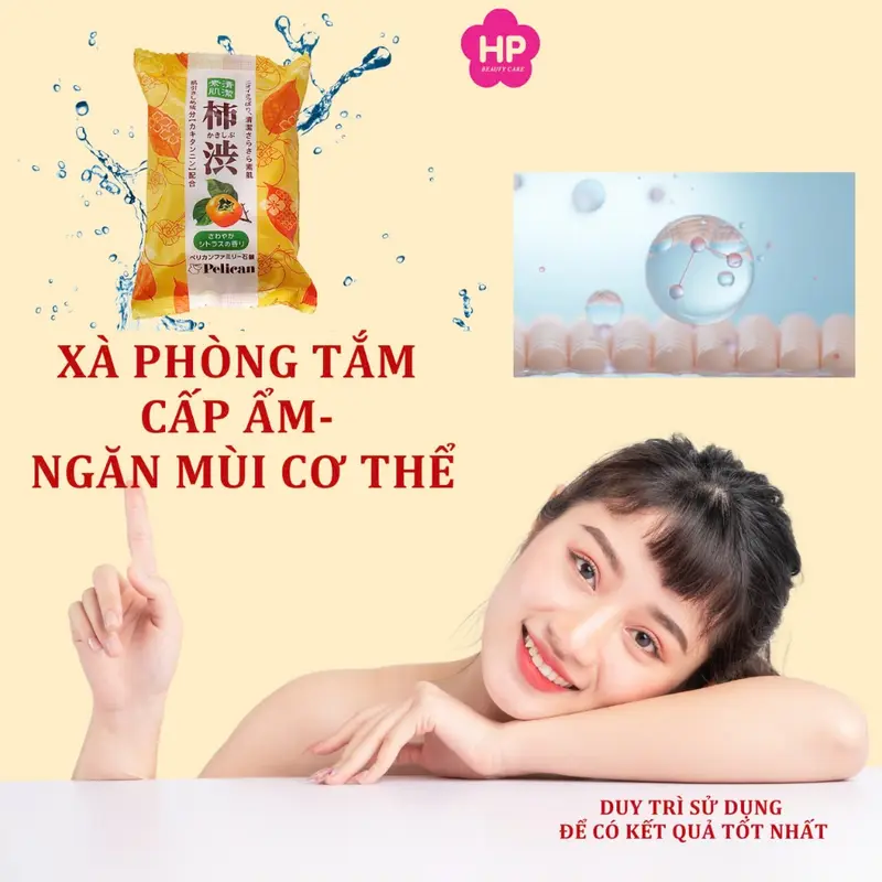 Xà Phòng Tắm Khử Mùi Cơ Thể Chiết Xuất Quả Hồng Pelican Family Soap KSB (80G) 2