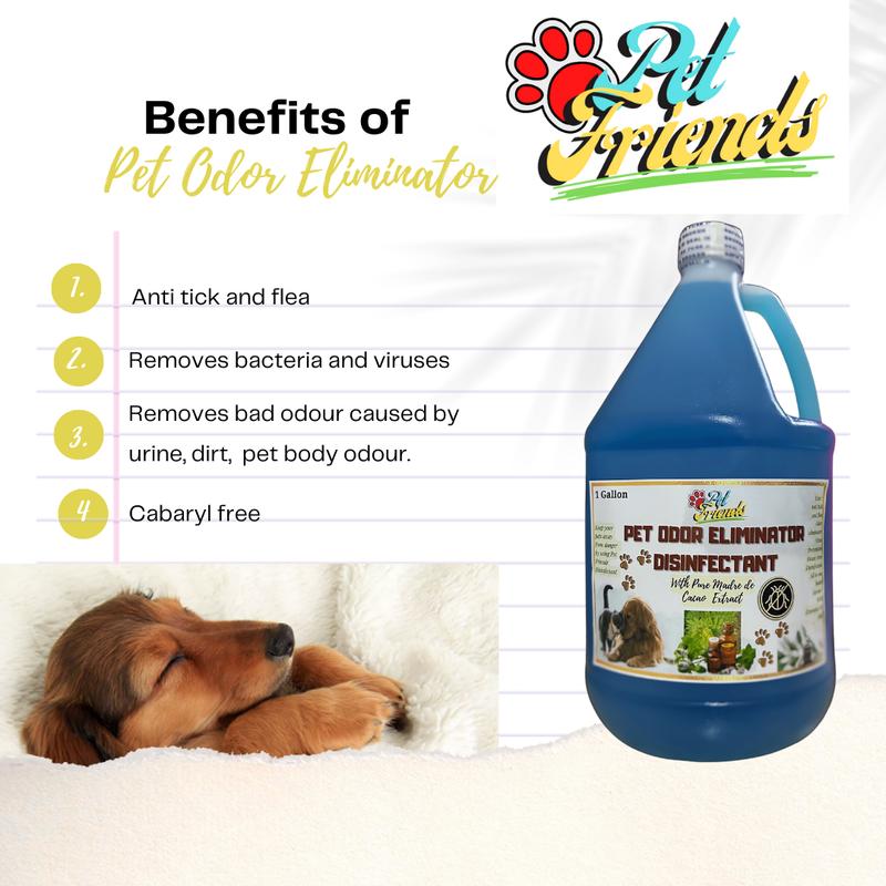 Product Introduction of Pet Friends Odor Eliminator Pet Area Cleaning Anti Tick And Flea with Madre De Cacao Extract 1 Gallon 4