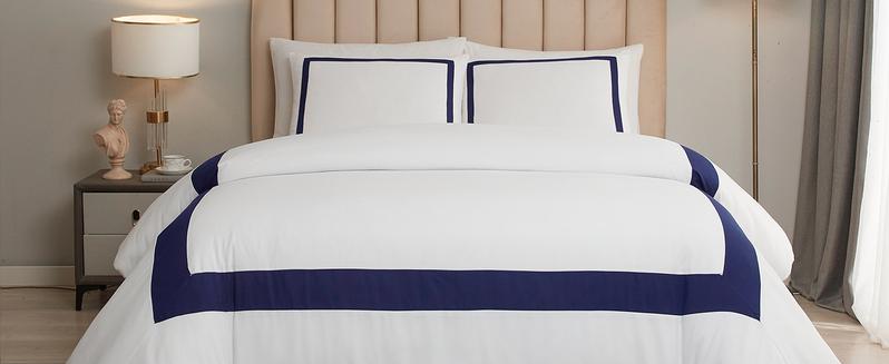 Product Introduction of Hotel Duvet Cover Set 3Pcs Microfiber Simple Line Style Bedding Set Ultra Soft Quilt Cover Set with Pillowcases, Navy, King 4