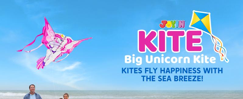 Product Introduction of JOYIN 43.3'' Giant Unicorn Kite Easy to Fly Huge Kites for Kids and Adults with 262.5 ft Kite String, Large Beach Kite for Outdoor Games and Activities 0