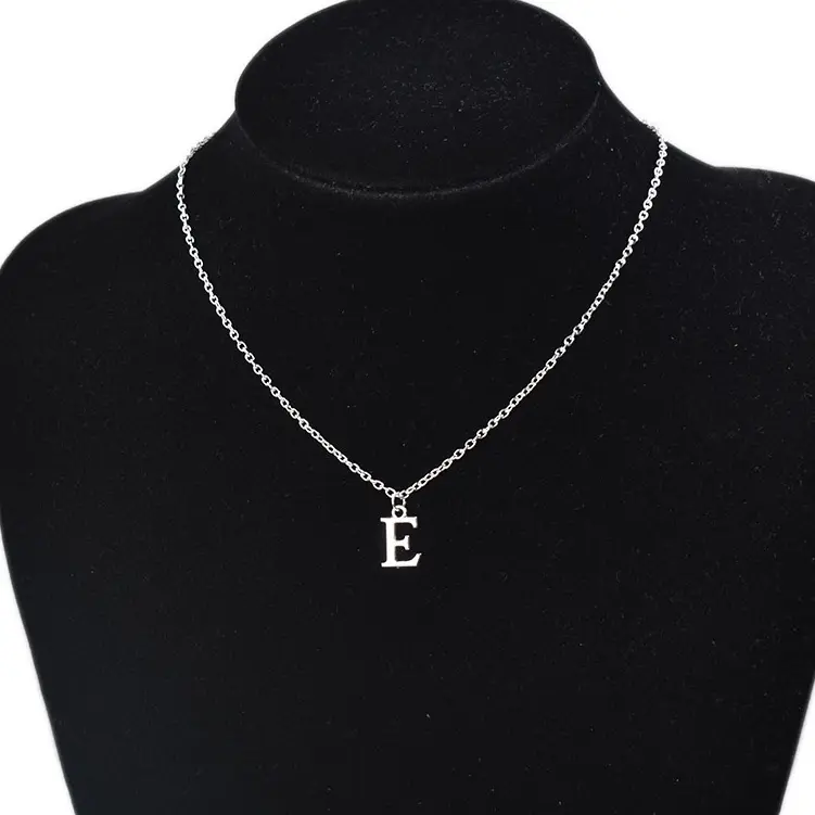 Kalung Loket Huruf Awal, Bersalut Perak, Untuk Wanita dan Gadis, Abjad A-Z, Barang Kemas