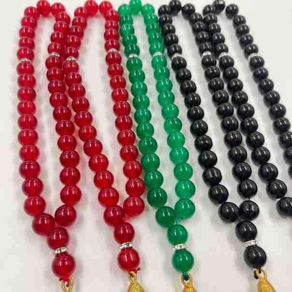 Product Introduction of 2025 New Fashionable Versatile Style33 Pieces 12mm Crystal Large Beads Golden Tassel Muslim Prayer Beads Tasbih 8