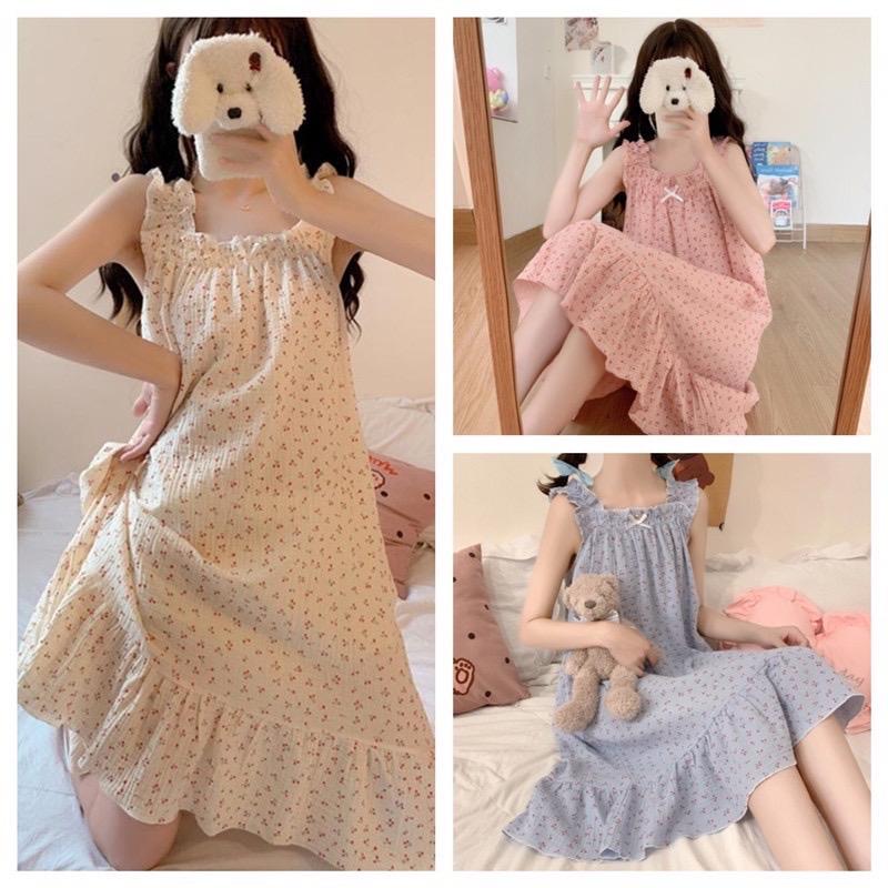 Đầm bầu 2 dây ngủ đũi xốp siêu xinh trẻ trung