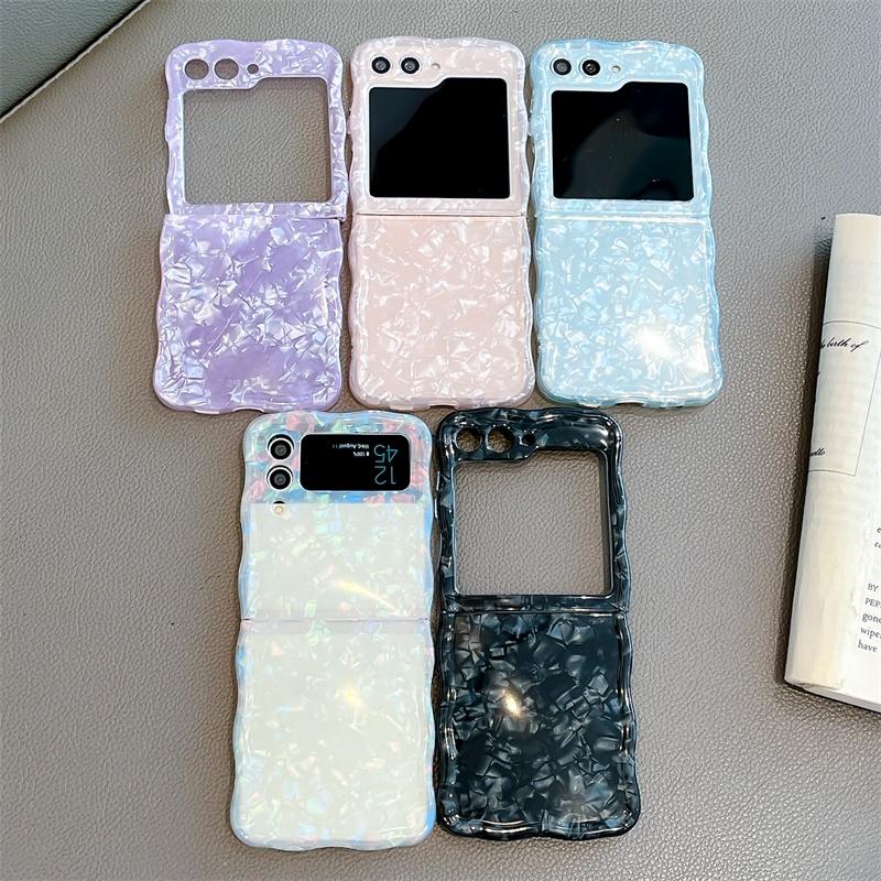 Product Introduction of Vỏ cho Samsung Galaxy Z Flip3 Flip4 Flip5, vỏ mã sóng, họa tiết vỏ Hauteur, vỏ mềm gấp, bảo vệ chống sốc, nắp lưng 10