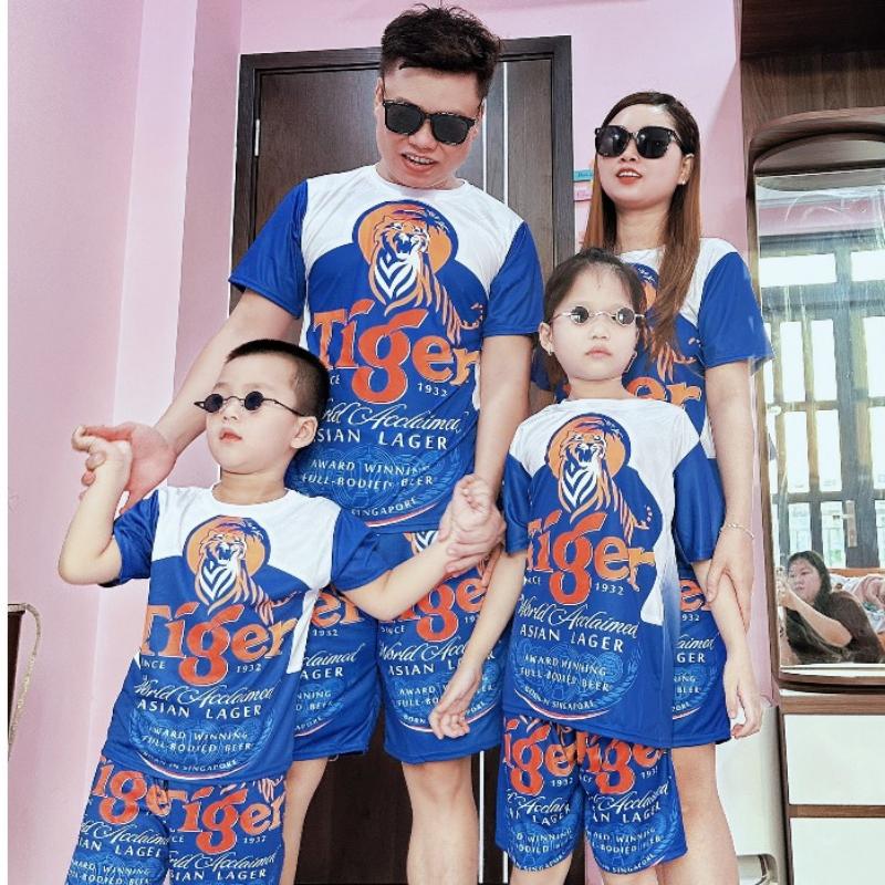 Product Introduction of Đồ bộ thể thao nam in 3D ️THUN LẠNH️ mùa hè thoáng mát,Sét quần áo mặc nhà đi chơi vải tốt hoạt tiết BIA TIGER XANH K0 0