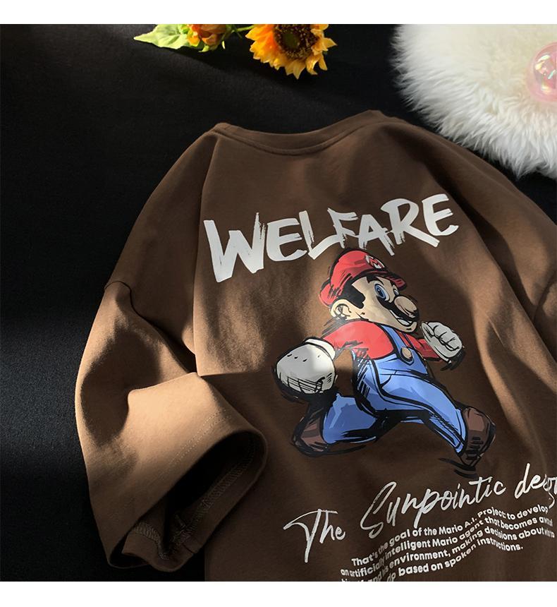 Product Introduction of Short sleeved T-shirt Women's Funny Cartoon Print Couple Summer New Round Neck Loose Men's and Women's Top 11