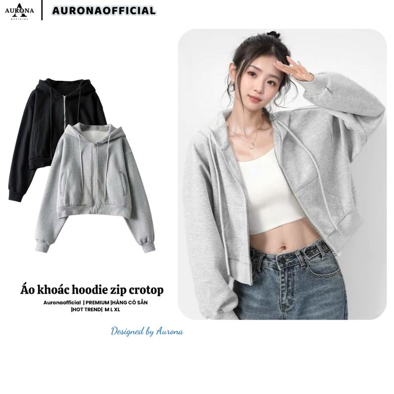 Áo Hoodie Croptop Áo Khoác Nỉ Bông Cotton Thời Trang Hàn Quốc Nữ Women