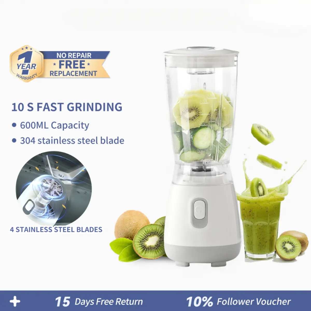 Simplus Blender Mincer Juicer Multi-functional Baby Food Replacable Blades LLJH004