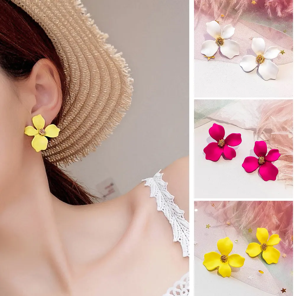 Fashion Girls Flower Ear Studs Women All-match Date Party Travel Earrings Gift