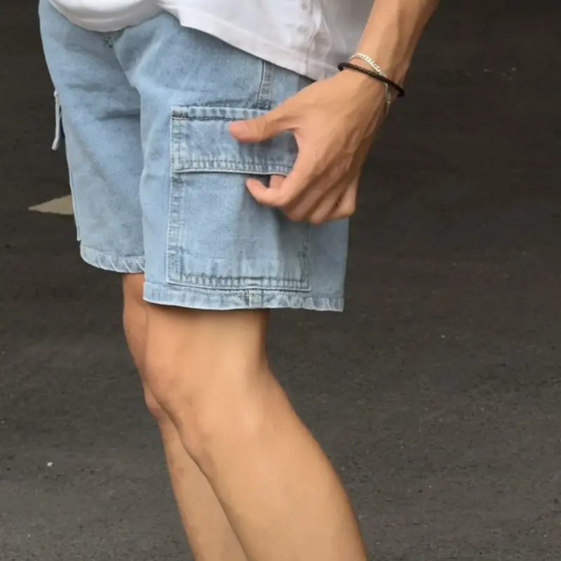 ( XẢ KHO) Quần Short Jean Nam Túi Hộp 02 Menswear Denim  Xanh Có Túi 6
