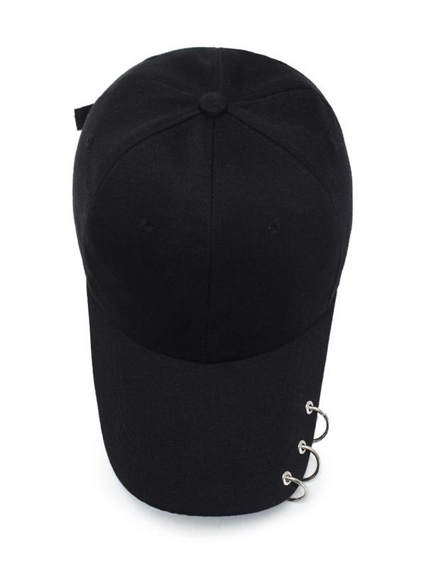 Solid Color Grommet Eyelet Design Fitted Hat, 3 Ring Decor Baseball Cap, Casual Adjustable Hat For Men & Women 4