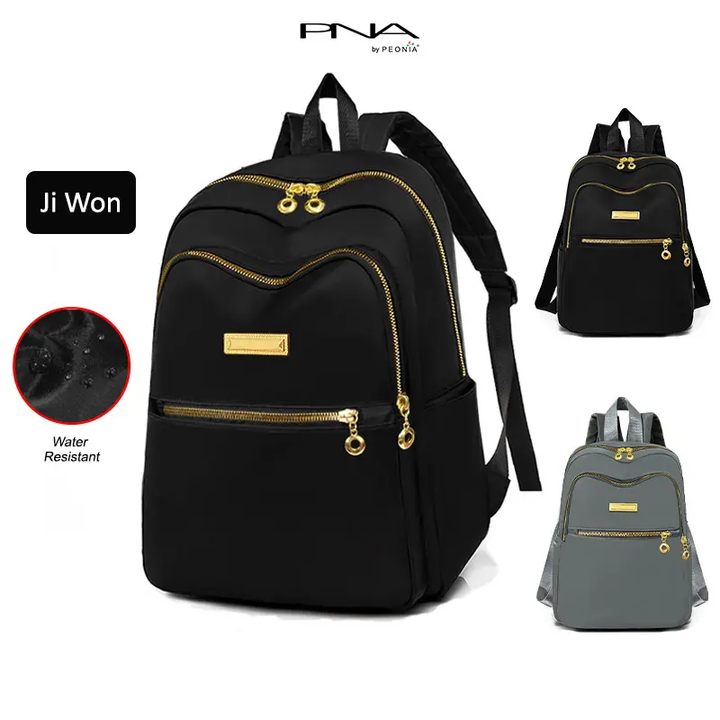 Peonia PNA JIWON Water Resistant Tas Ransel Besar Wanita Unisex Punggung Kantor Kerja Sekolah Kuliah Outdoor Trendy Fashion Style Travel  Haji Umroh Casual Backpack Anak Remaja Perempuan Selempang Cewek Bag Laptop Backpack 1
