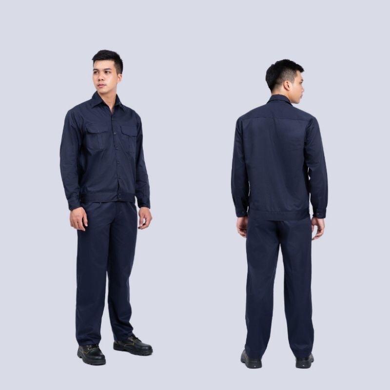 Đồ Công Nhân Bộ Bảo Hộ Lao Động Đồng Phục BHLĐ Quần Áo Sửa Xe Màu Xanh đen Vải Kaki Mềm Mát Đủ Size DN08-9 Chống gió