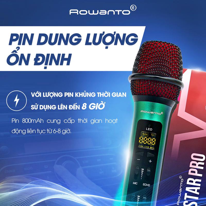 Mic Karaoke Trên Xe Hơi Rowanto Star Pro - Mic Hát Karaoke Không Dây Đa Năng - Công nghệ cải tiến ấm thanh đỉnh cao, chống hút, dung lượng pin lớn - [Bảo hành Chính hãng 12 tháng] 7