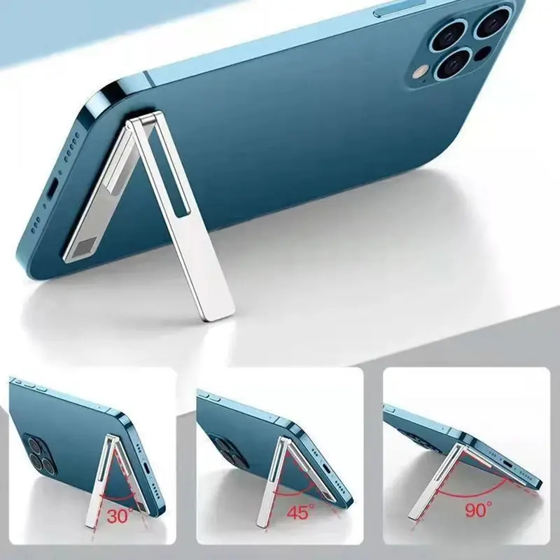 Universal mobile phone holder bracket ultra thin foldable metal alloy desktop cell phone stand for iPhone 15 Pro Max 14