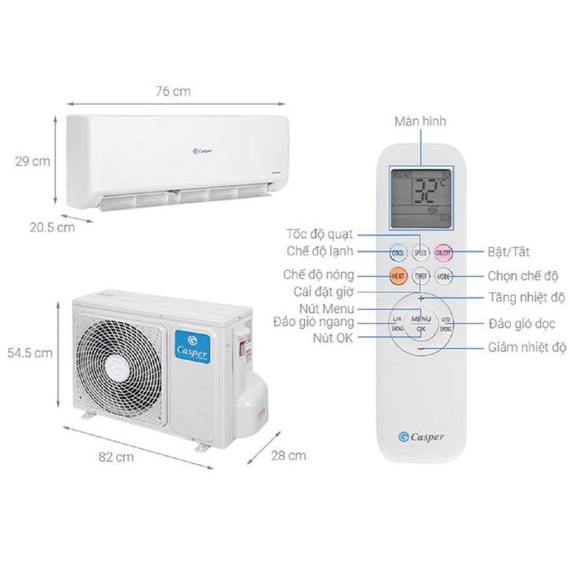 Remote điều khiển điều hòa đa năng Casper dành cho loại 1 hay 2 chiều tặng pin kèm nút on off màu tím