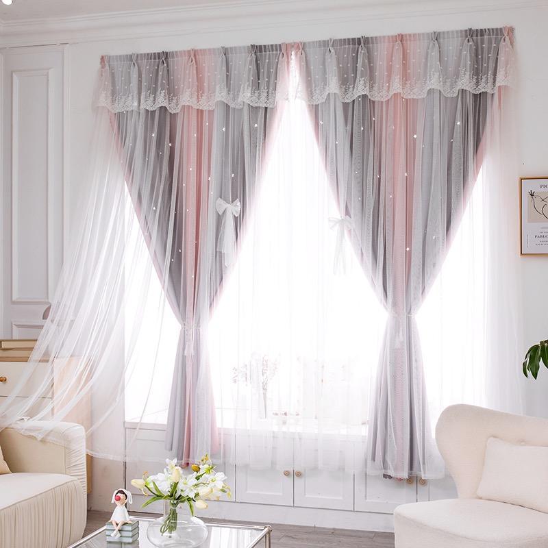 Rèm cửa dán tường chống nắng, Rèm cửa sổ trí phòng họa tiết Rèm Sao nghệ thuật không cần khoan tường lắp đặt tiện dụng