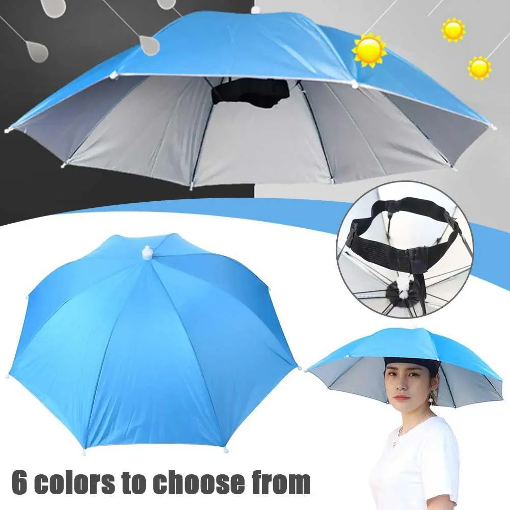 Sun Protection Umbrella Hat Head-mounted Sunshade Overhead Outdoor Sun Fishing Fishing Foldable E2X2
