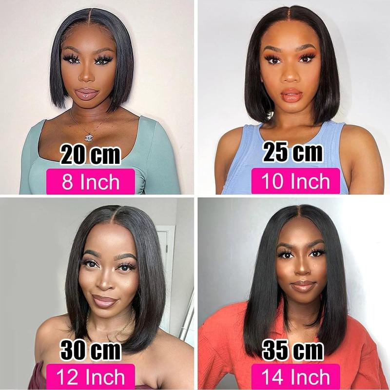 Local shipping-13x4 Bob Straight Human Hair Wig Lace Front Wig 100% Human Hair Pre Plucked with Baby Hair 180% Density Wigs for Black Women Natural Color (natural bob wig human hair, 8 Inch) 4