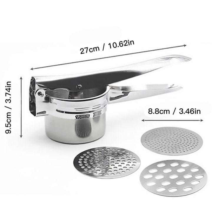Dụng cụ ép củ quả làm bún bánh canh bánh lọt ép chả cá đa năng 3 vỉ khuôn inox 100% full box