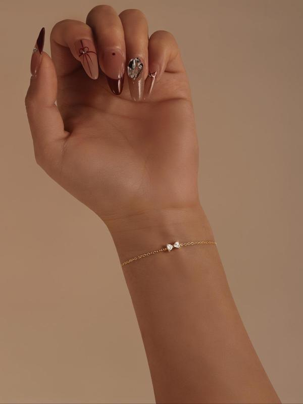 925 Sterling Silver Elegant Rhinestone Decor Bow Design Bracelet, Exquisite Bracelet for Women, Fashion Jewelry Accessories for Daily Wear 3