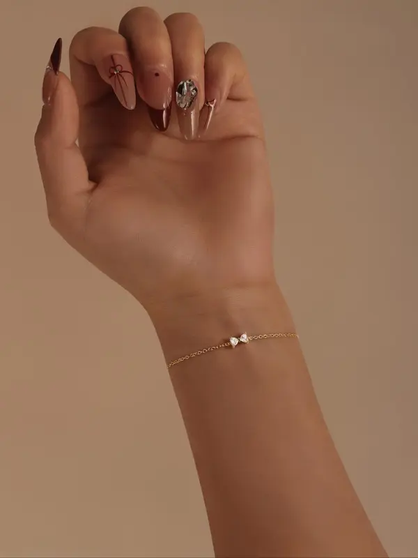 925 Sterling Silver Elegant Rhinestone Decor Bow Design Bracelet, Exquisite Bracelet for Women, Fashion Jewelry Accessories for Daily Wear 3
