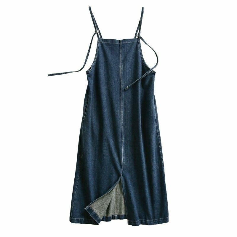 [Sẵn] Yếm váy jean hai dây xẻ tà dáng chữ A phong cách hàn quốc Nữ Dress M4 Women 5