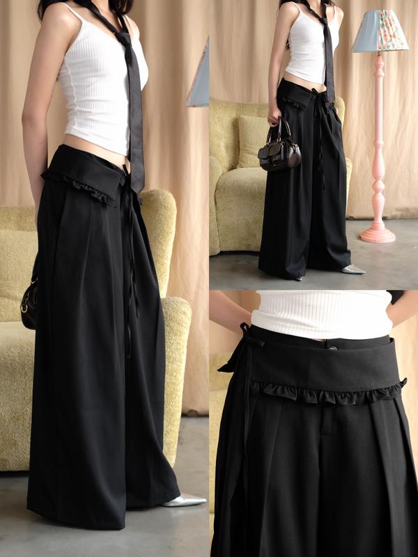 (TẶNG KÈM BELT) Quần Kaki Mềm Ống Siêu Rộng Cạp Lưng Thấp Phong Cách Hàn Quốc Đơn Giản Thanh Lịch Mặc Hằng Ngày Đi Biển-Minipie