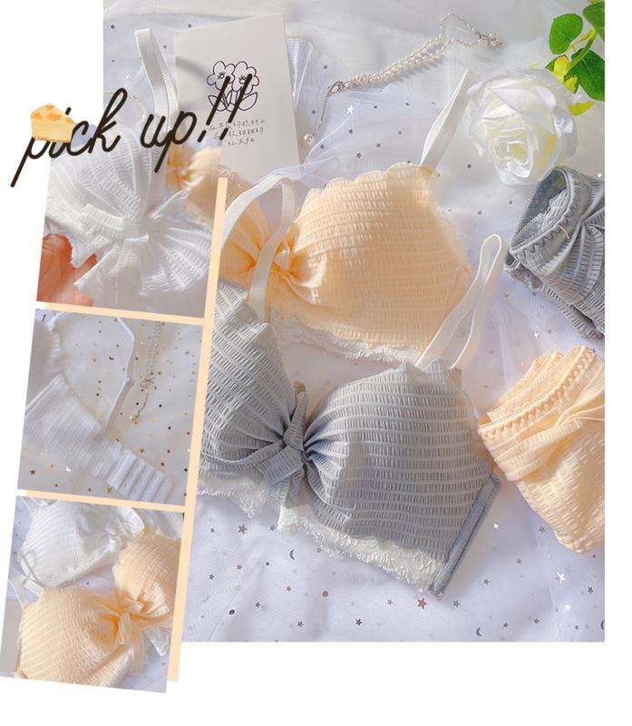 Product Introduction of Fairy Floating Small Chest Push up Breast Holding Anti-Sag Bra Wireless Student Girl Lace Underwear Set 11