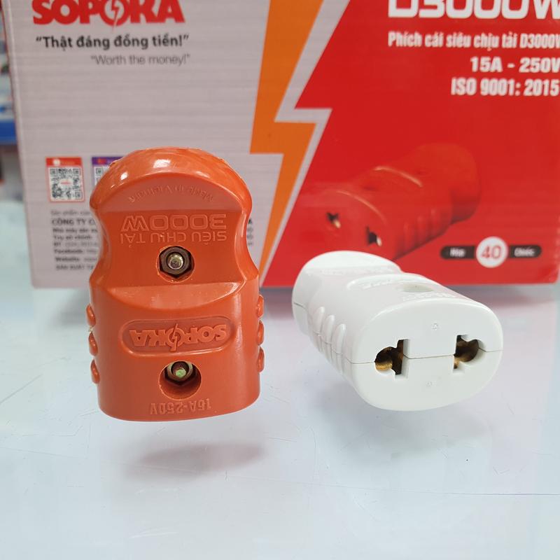 Phích cắm điện âm siêu chịu tải 3000W màu cam màu trắng D3000W SOPOKA