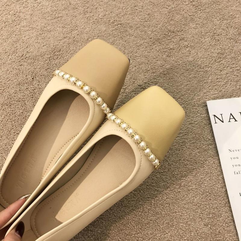 Product Introduction of Giày Đế Bằng Kiểu Pháp, Mũi Vuông, Da Ngọc Trai Doug, Giày Một Lớp Kafuu, Dành Cho Nữ, Đế Mềm, Thích Hợp Cho Mùa Lò Xo Và Mùa Thu, Hàng Mới Về Năm 2024 11